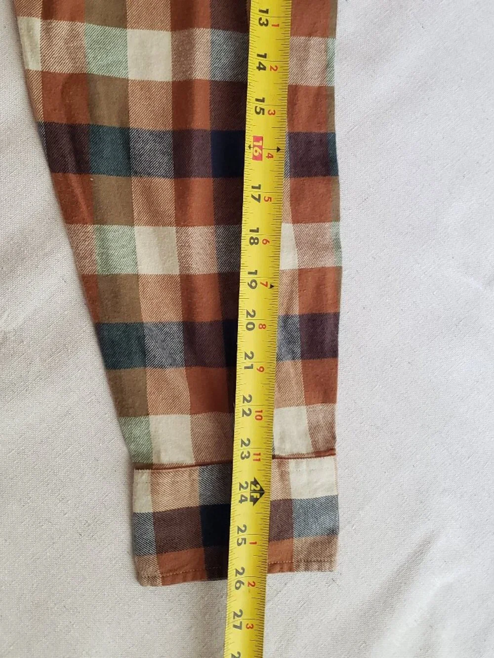J. Crew Men's Size L Flannel Slim Button-Up Shirts Brown Beige Plaid Cotton